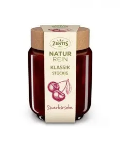 Maçapão Zentis | Zentis Naturrein Classic com pedaços de cereja ácida | Maçapão alemão | Pão de maçapão Zentis | 250 g no total