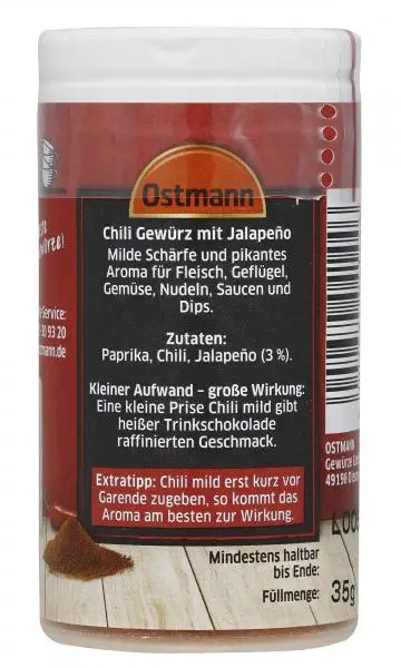 Temperos Ostmann | Pimenta Mild Ostmann | Especiarias Ostmann | Ostmann Gewürze | 34 g no total - Image 2