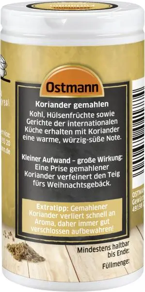 Temperos Ostmann | Coentro moído Ostmann | Especiarias Ostmann | Ostmann Gewürze | 22 g no total - Image 2