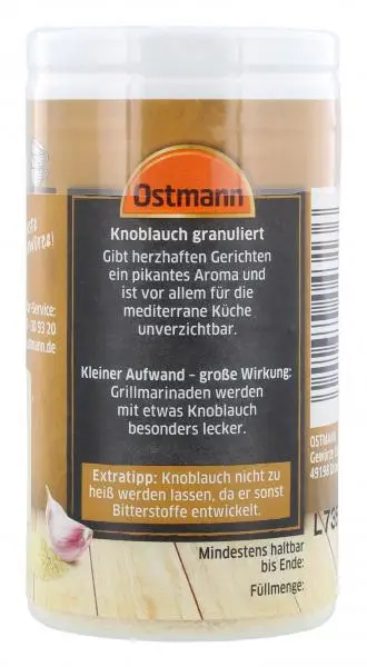 Temperos Ostmann | Alho Granulado Ostmann | Especiarias Ostmann | Ostmann Gewürze | 1,7 onças no total - Image 3