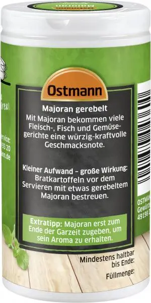 Temperos Ostmann | Manjerona moída Ostmann | Especiarias Ostmann | Ostmann Gewürze | 0,2 onças no total - Image 2