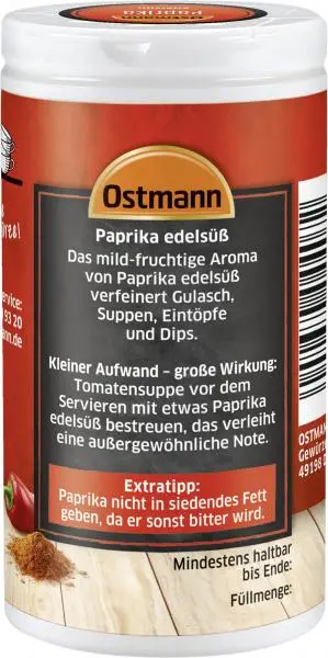 Temperos Ostmann | Páprica Doce Ostmann | Especiarias Ostmann | Ostmann Gewürze | 34 g no total - Image 2