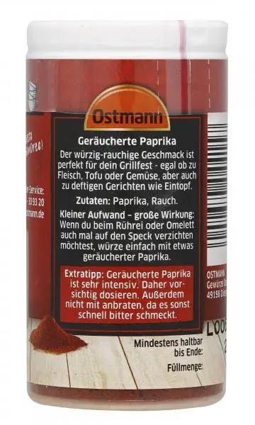 Temperos Ostmann | Paprika defumada Ostmann | Especiarias Ostmann | Ostmann Gewürze | 34 g no total - Image 2