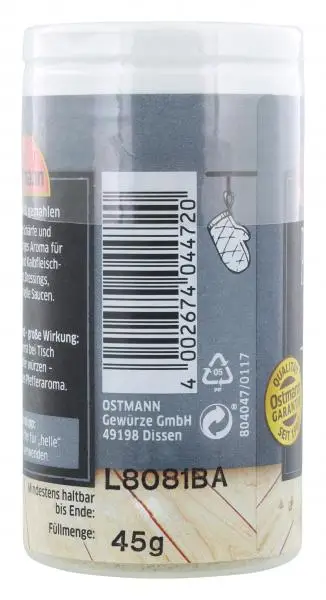 Temperos Ostmann | Pimenta Branca Moída Ostmann | Especiarias Ostmann | Ostmann Gewürze | 1,5 onças no total - Image 3