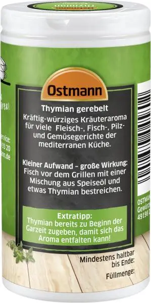 Temperos Ostmann | Ostmann Thyme Rubbed | Ostmann Spices | Ostmann Gewürze | 0,5 onças no total - Image 2