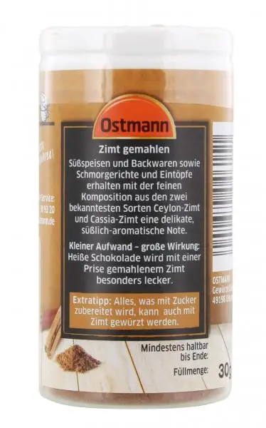 Temperos Ostmann | Canela em pó Ostmann | Especiarias Ostmann | Ostmann Gewürze | 1 onça no total - Image 2