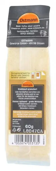 Temperos Ostmann | Alho Granulado Ostmann | Especiarias Ostmann | Ostmann Gewürze | 2,1 onças no total - Image 2