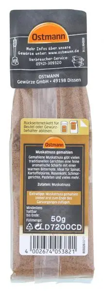 Temperos Ostmann | Noz-moscada moída Ostmann | Especiarias Ostmann | Ostmann Gewürze | 1,7 onças no total - Image 2
