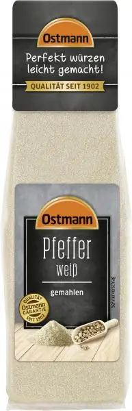 Temperos Ostmann | Pimenta branca moída Ostmann | Especiarias Ostmann | Ostmann Gewürze | 2,1 onças no total