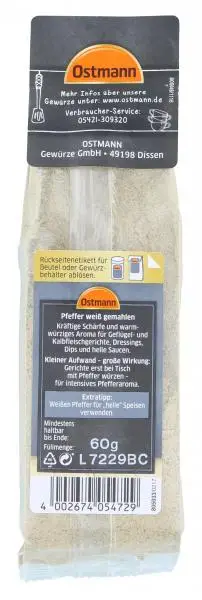 Temperos Ostmann | Pimenta branca moída Ostmann | Especiarias Ostmann | Ostmann Gewürze | 2,1 onças no total - Image 2
