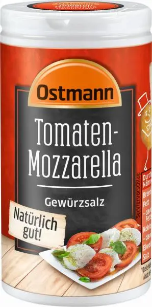 Temperos Ostmann | Sal temperado com tomate e mozzarella Ostmann | Especiarias Ostmann | Ostmann Gewürze | 2,1 onças no total