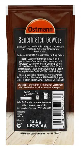Temperos Ostmann | Tempero Ostmann Sauerbraten | Especiarias Ostmann | Ostmann Gewürze | 0,4 onças no total - Image 2