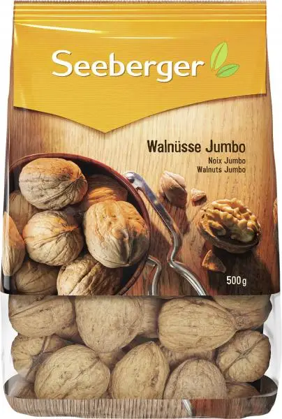 Nozes Seeberger | Nozes Jumbo Seeberger | Alimentos Seeberger | Nozes alemãs | 17,6 onças no total