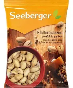 Nozes Seeberger | Pistácios com pimenta torrados e salgados Seeberger | Alimentos Seeberger | Nozes alemãs | 5,2 onças no total