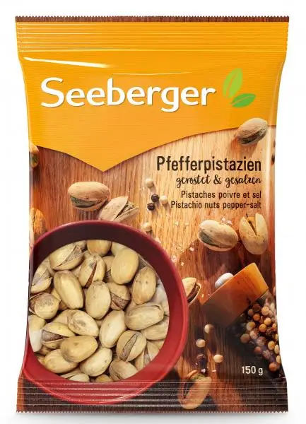 Nozes Seeberger | Pistácios com pimenta torrados e salgados Seeberger | Alimentos Seeberger | Nozes alemãs | 5,2 onças no total