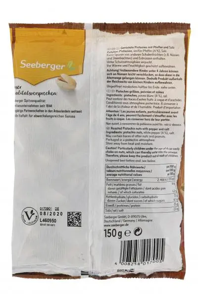 Nozes Seeberger | Pistácios com pimenta torrados e salgados Seeberger | Alimentos Seeberger | Nozes alemãs | 5,2 onças no total - Image 2