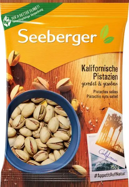 Nozes Seeberger | Pistácios da Califórnia Seeberger torrados e salgados | Alimentos Seeberger | Nozes alemãs | 5,2 onças no total