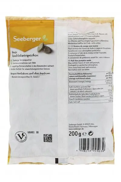 Nozes Seeberger | Sementes de Abóbora Seeberger Sem Casca | Alimentos Seeberger | Nozes Alemãs | 7 onças no total - Image 2