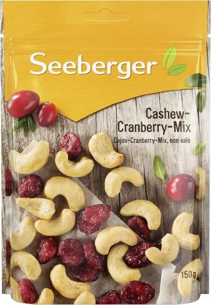 Nozes Seeberger | Mistura de Caju e Cranberry | Alimentos Seeberger | Nozes Alemãs | 5,2 onças no total