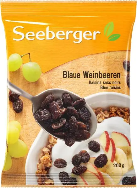 Nozes Seeberger | Uvas azuis Seeberger | Alimentos Seeberger | Nozes alemãs | 7 onças no total