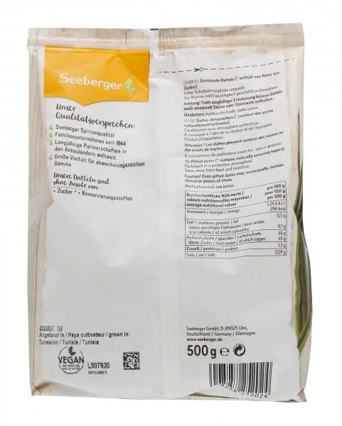 Nozes Seeberger | Tâmaras sem caroço Seeberger | Alimentos Seeberger | Nozes alemãs | 17,6 onças no total - Image 2