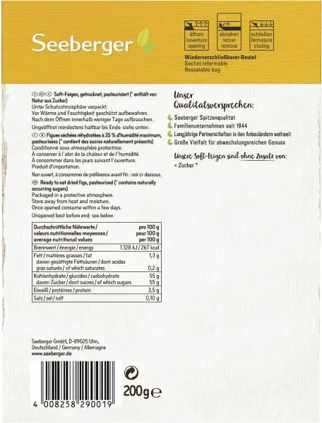 Nozes Seeberger | Figos Macios Seeberger | Alimentos Seeberger | Nozes Alemãs | 7 onças no total - Image 2