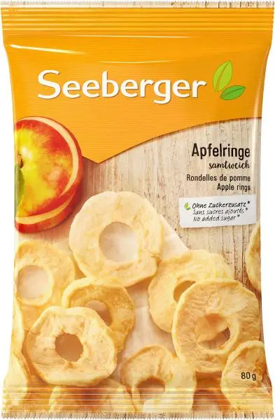 Nozes Seeberger | Anéis de maçã Seeberger | Alimentos Seeberger | Nozes alemãs | 2,8 onças no total