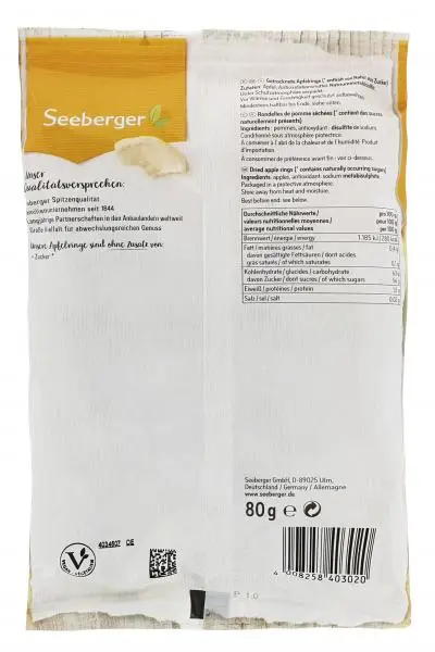 Nozes Seeberger | Anéis de maçã Seeberger | Alimentos Seeberger | Nozes alemãs | 2,8 onças no total - Image 2