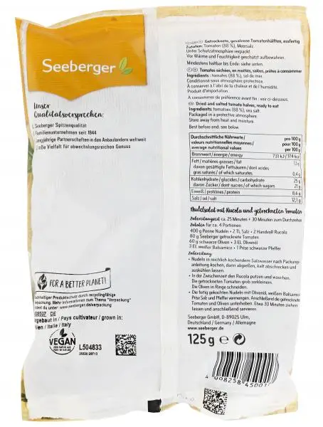 Nozes Seeberger | Tomates secos Seeberger | Alimentos Seeberger | Nozes alemãs | 4,4 onças no total - Image 2