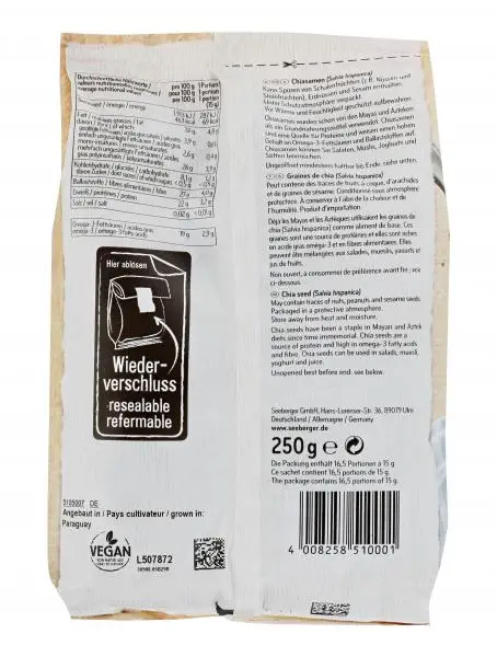 Nozes Seeberger | Sementes de Chia Seeberger | Alimentos Seeberger | Nozes Alemãs | 8,8 onças no total - Image 2