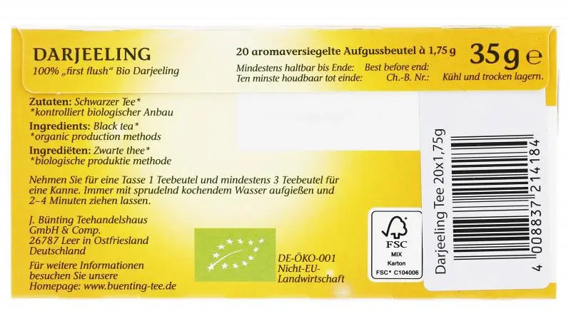 Bünting Tee | Bünting Tee Bio Darjeeling | Bünting Tee | Deutscher Tee | Insgesamt 1,2 Unzen – Bild 3