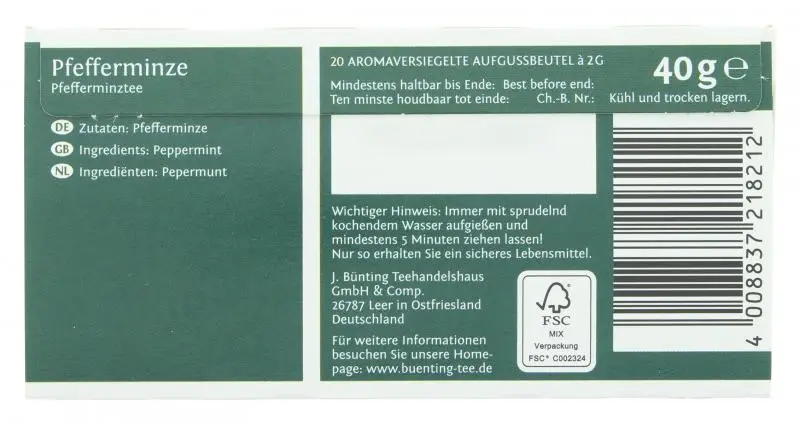 Bünting Tee | Pfefferminztee | Bünting Tee | Deutscher Tee | 1,4 Unzen insgesamt – Bild 2