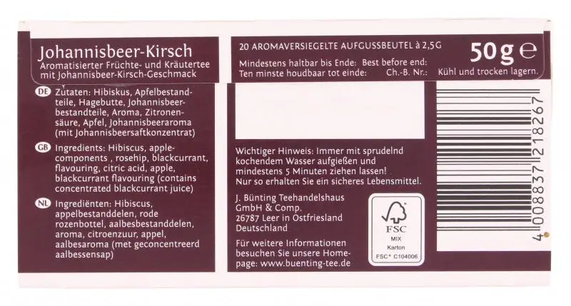 Bünting Tee | Bünting Tee Johannisbeere-Kirsche | Bünting Tee | Deutscher Tee | Insgesamt 1,7 Unzen – Bild 4