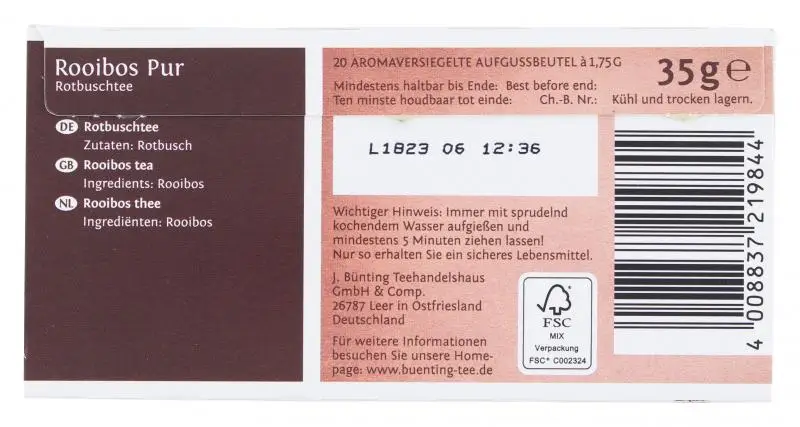 Bünting Tee | Bünting Tee Rooibos Pure | Bünting Tee | Deutscher Tee | 1,2 Unzen insgesamt – Bild 3