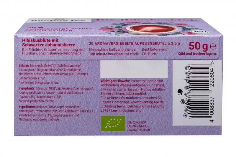 Bünting Tee | Bünting Tee Hibiskusblüte mit schwarzer Johannisbeere | Bünting Tee | Deutscher Tee | Insgesamt 1,7 Unzen – Bild 3