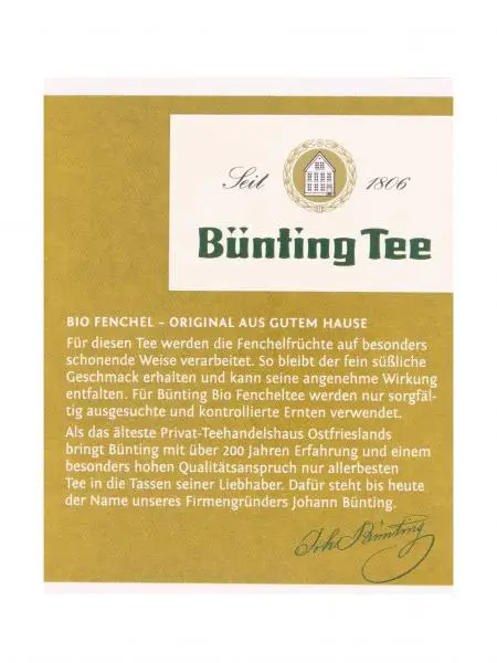 Bünting Tee | Bünting Tee Bio-Fenchel | Bünting Tee | Deutscher Tee | Insgesamt 1,7 Unzen – Bild 3