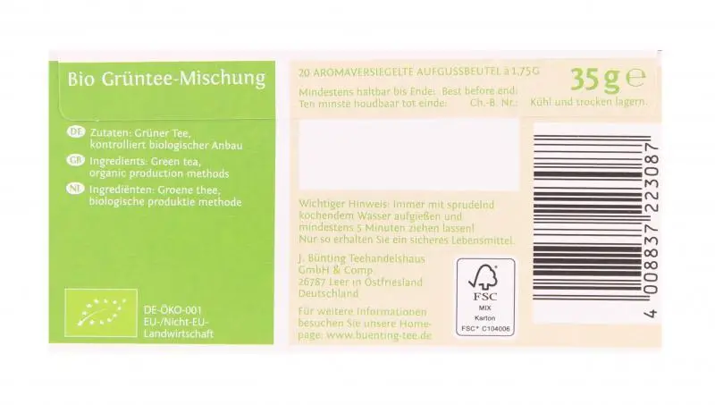 Bünting Tee | Bünting Tee Bio-Grüntee | Bünting Tee | Deutscher Tee | Insgesamt 1,2 Unzen – Bild 2