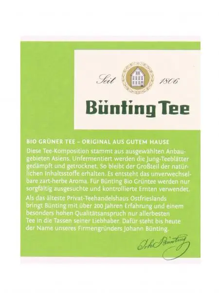 Bünting Tee | Bünting Tee Bio-Grüntee | Bünting Tee | Deutscher Tee | Insgesamt 1,2 Unzen – Bild 3