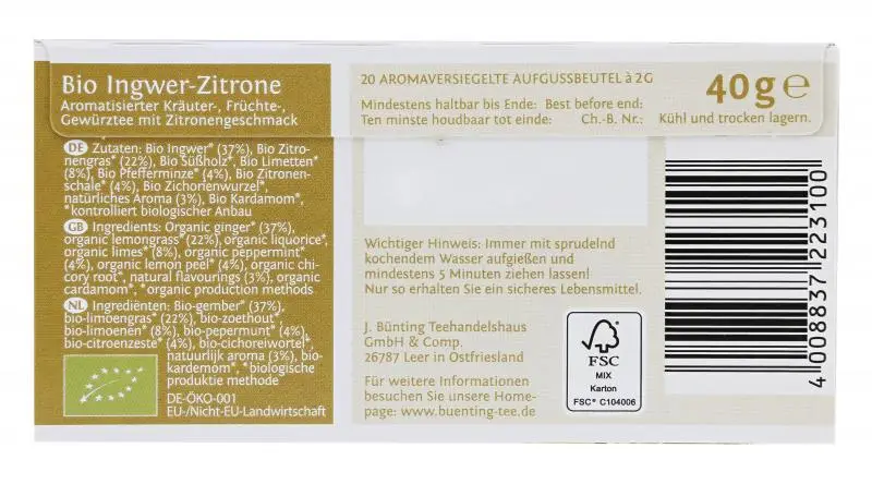 Bünting Tee | Ingwer-Zitronen-Tee | Bünting Tee | Deutscher Tee | Insgesamt 1,4 Unzen – Bild 3