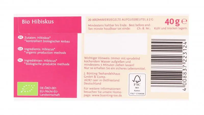 Bünting Tee | Bünting Tee Bio Hibiskus | Bünting Tee | Deutscher Tee | 1,4 Unzen insgesamt – Bild 2