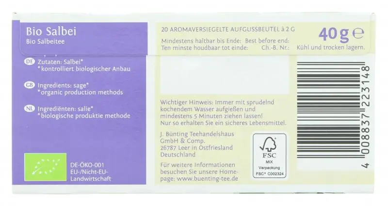 Bünting Tee | Bünting Tee Salbei | Bünting Tee | Deutscher Tee | 1,4 Unzen insgesamt – Bild 2
