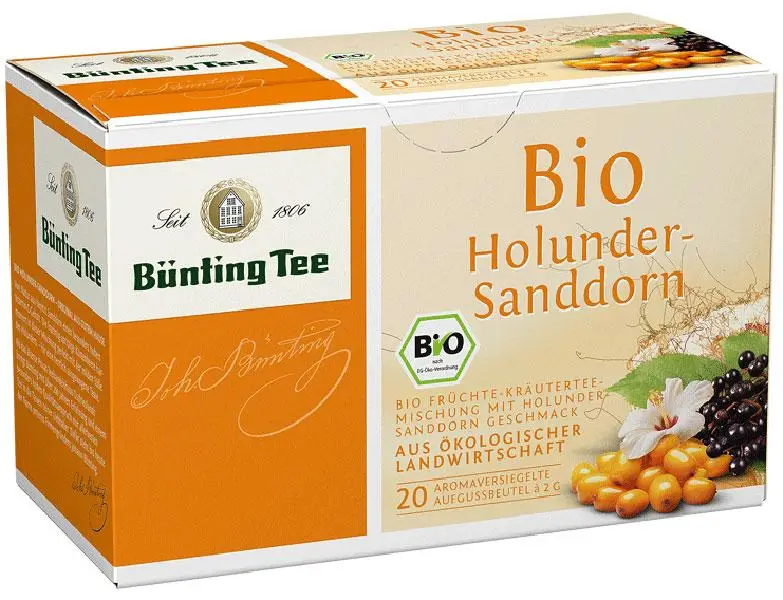 Bünting Tee | Bünting Tee Bio Holunder Sanddorn | Bünting Tee | Deutscher Tee | Insgesamt 1,4 Unzen