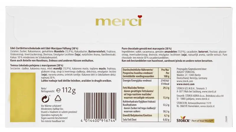 Chocolate Merci | Barra Merci Marzipan | Doces Merci | Storck Merci | 3,9 onças no total - Image 3