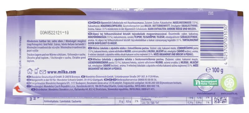Bonbons au chocolat Milka | Barre Milka Noisette | Barres Milka | Bonbons Milka | 3,5 onces au total – Image 2
