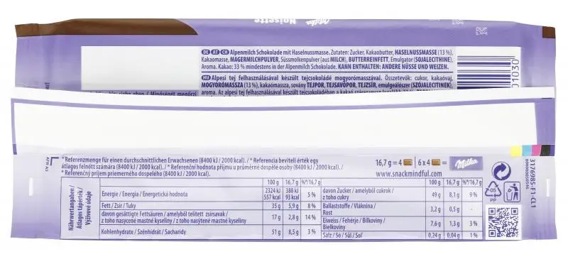 Bonbons au chocolat Milka | Barre Milka Noisette | Barres Milka | Bonbons Milka | 3,5 onces au total – Image 3