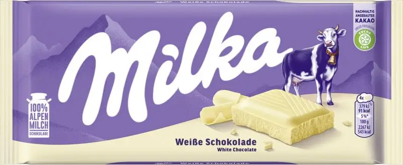Doces de Chocolate Milka | Barra de Chocolate Branco Milka | Barras Milka | Doces Milka | 3,5 onças no total