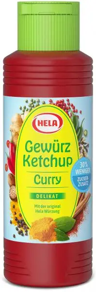 Ketchup Hela Curry | Ketchup Hela Curry Picante Delicado com 30% menos açúcar | Molho Hela Curry | Ketchup Hela Gewurz Curry | 10,5 onças no total