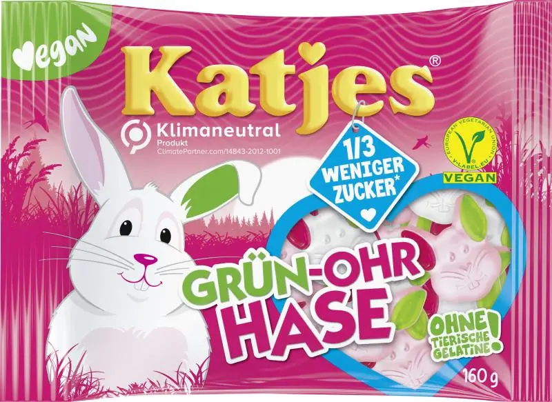 Katjes Gummies | Katjes Green Ear Bunny 30% Less Sugar | Katjes Fruity Gums | Katjes Sweets | 5,6 Ounce Total