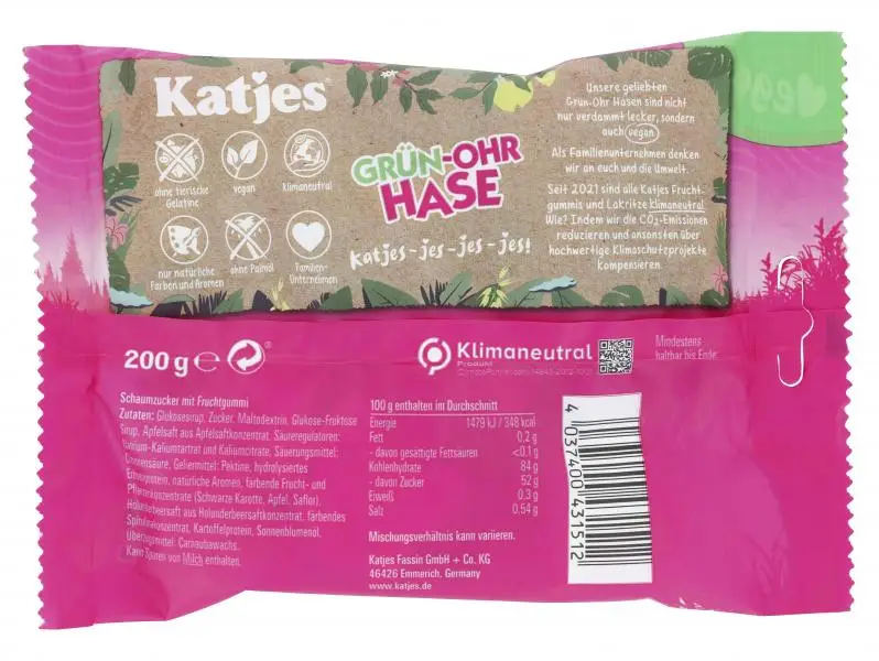 Gomas Katjes | Coelho com orelhas verdes Katjes | Gomas frutadas Katjes | Doces Katjes | 7 onças no total - Image 2