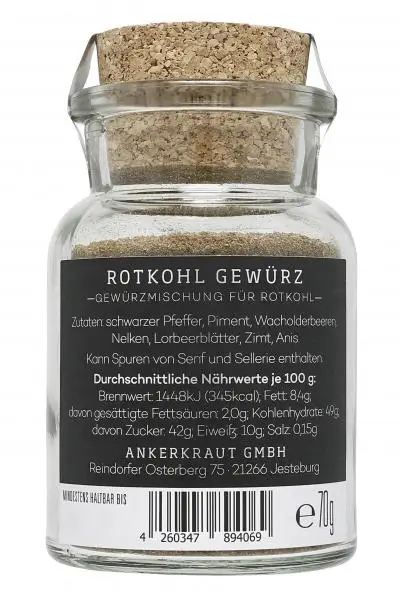 Ankerkraut Gewürze | Ankerkraut Rotkohlgewürz | Ankerkraut Gewürze | Deutsche Gewürze und Würzmittel | Insgesamt 2,4 Unzen – Bild 2